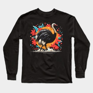 ostrich with flowers t-shirt design Long Sleeve T-Shirt